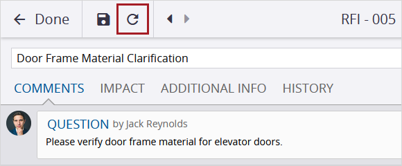 Refresh button in records